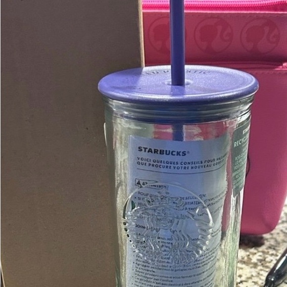 Starbucks Clear Glass Drinking Tumbler with Embossed Vertical Logo - Picture 3 of 3